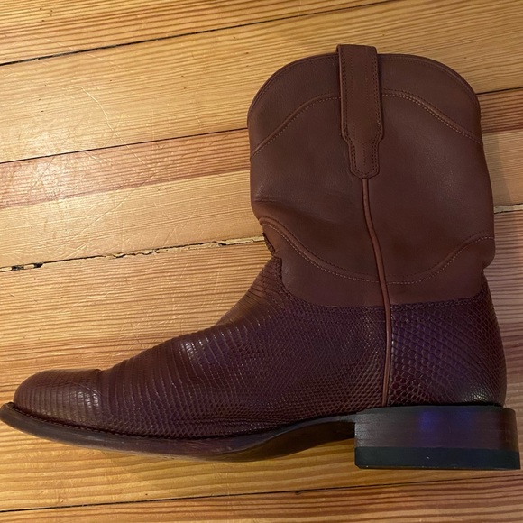 Tecovas The Nash Men’s Cowboy Boots 9.5 EE Exotic Lizard Brown Roper Made Mexico - Picture 11 of 16